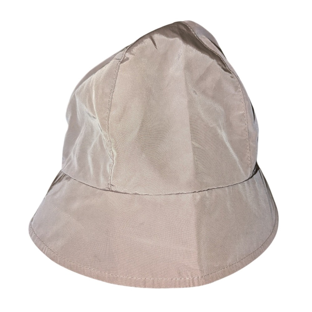 Lands End Womens Tan Beige Bucket Hat Elastic Back L-XL Water Resistant Rain Hat